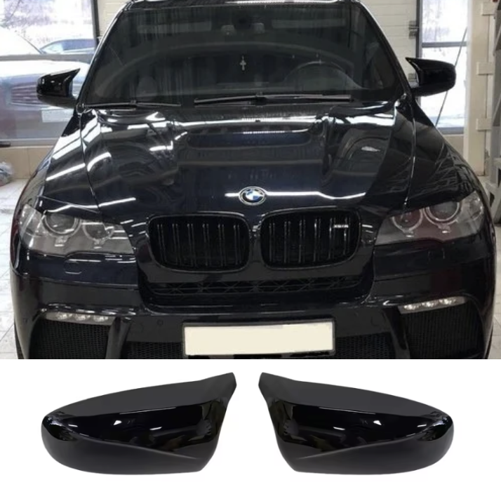капак огледало e70 батман, огледални капаци x5 e70, bmw e71 batman caps, черен гланц огледала x6, mirror caps bmw e70, tuning x5 x6 batman, капаци огледала бмв е70 е71