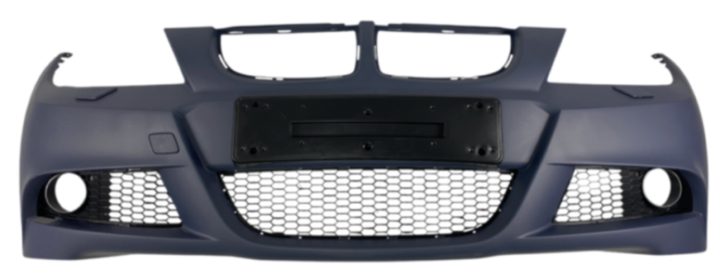 Предна Броня M-Tech BMW E90 / E91 (2005–2008) – Отвори Пръскалки, СЪС / БЕЗ Отвори Парктроник – Грундирана