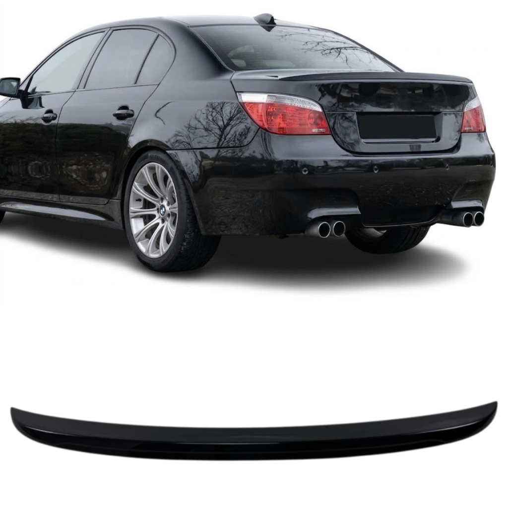 лип спойлер bmw e60,  m5 стил спойлер e60,  спойлер багажник e60,  bmw e60 m5 lip,  черен гланц спойлер,  тунинг bmw e60,  аксесоари bmw e60,  cartechbg,