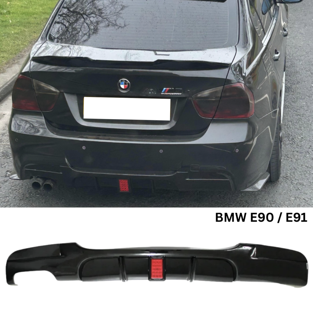 bmw e90 e91 е90 е91 difuzior дифузьор бмв преден лип лип задна броня предна броня оребрен дифузьор orebren difuzior двойни накрайници dvoyni nakraynici 4 ауспуха цена батман капаци огледала batman ogledala цена качество