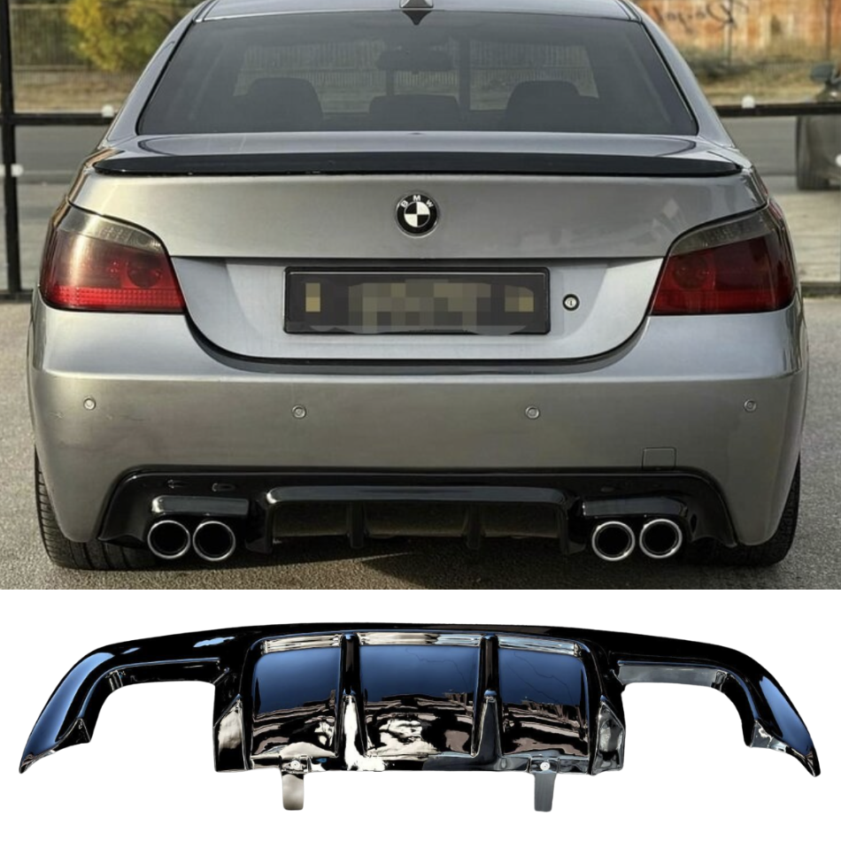 двоен дифузьор bmw e60, оребрен дифузьор e60, bmw e60 m пакет, дифузьор bmw e60 черен гланц, diffuser bmw e60 dual exhaust, m performance e60 tuning e61 е61 тунинг m Tech m5 цена българия cartechbg