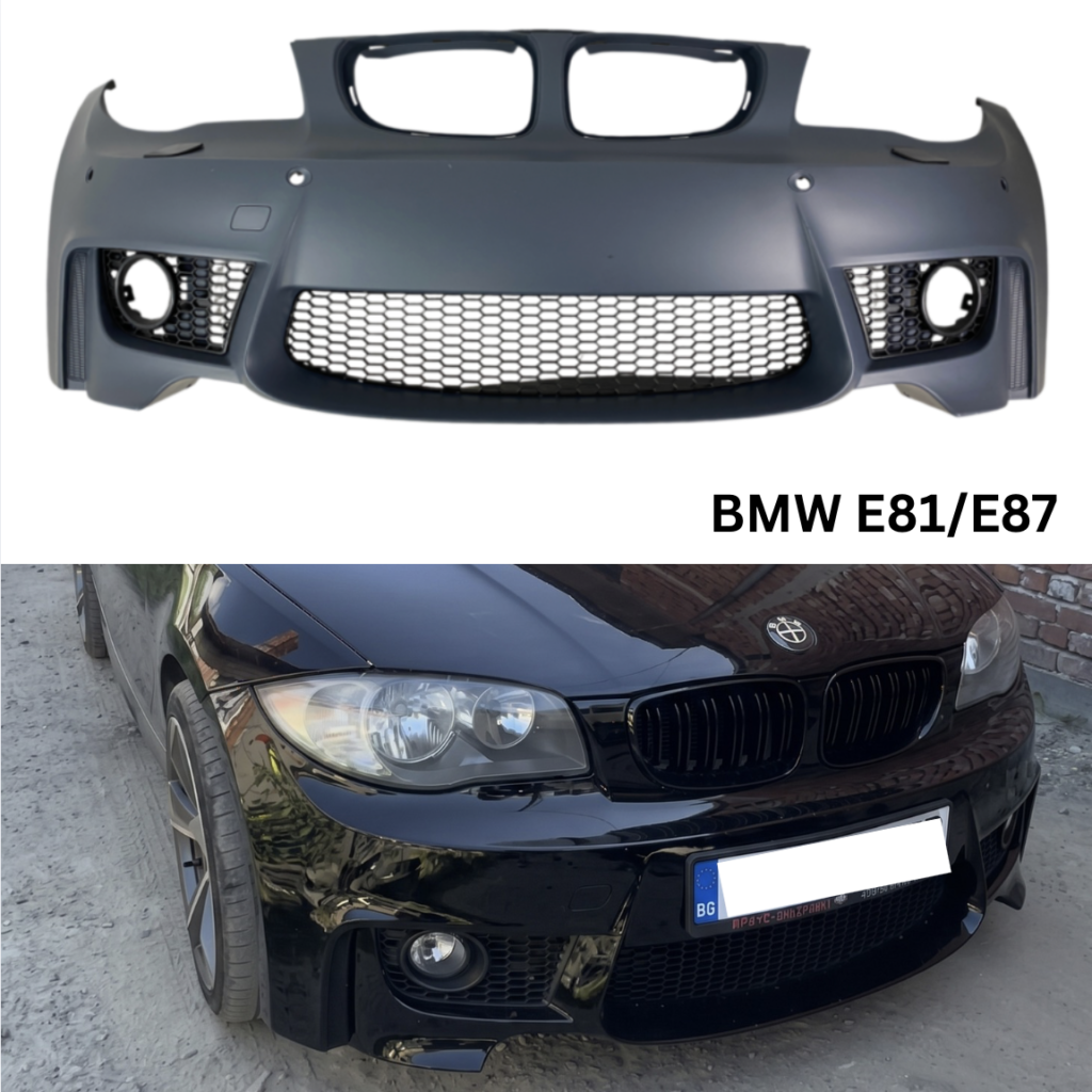 bmw e81 предна броня, bmw e87 броня, m1 дизайн bmw e87, bmw e81 тунинг, bmw e87 тунинг, bmw 1 серия броня, bmw части българия, авто тунинг българия M1 предна броня е87