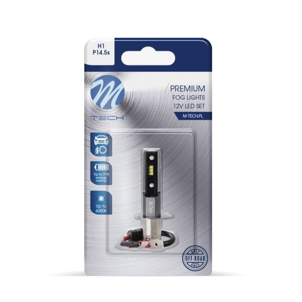 LED Крушка H1 12V 3W – 6000K Бяла Светлина – M-Tech –280 lm – Без CAN Bus